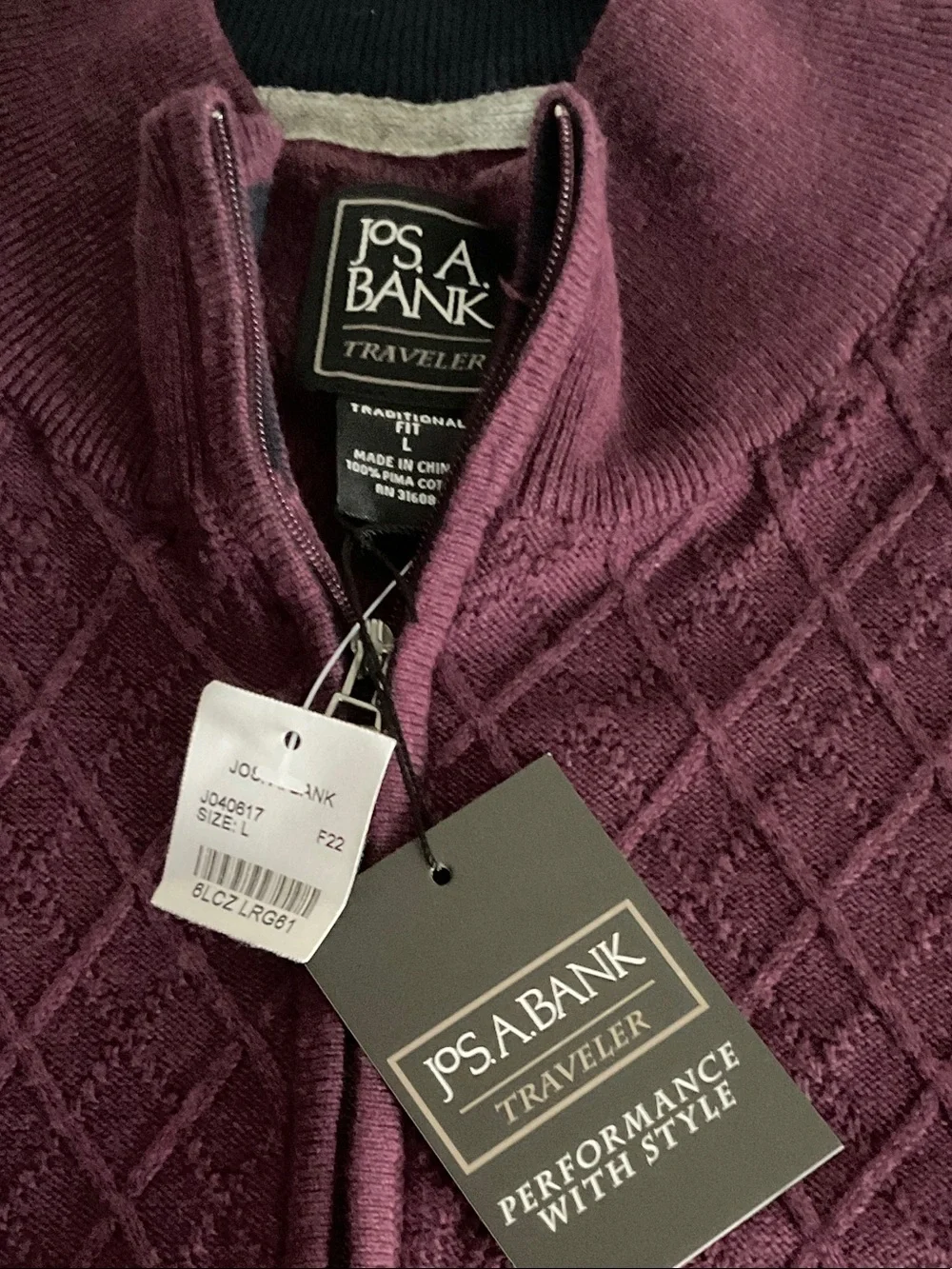 Jos. A. Bank Men's Diamond-Pattern Quarter-Zip Sweater